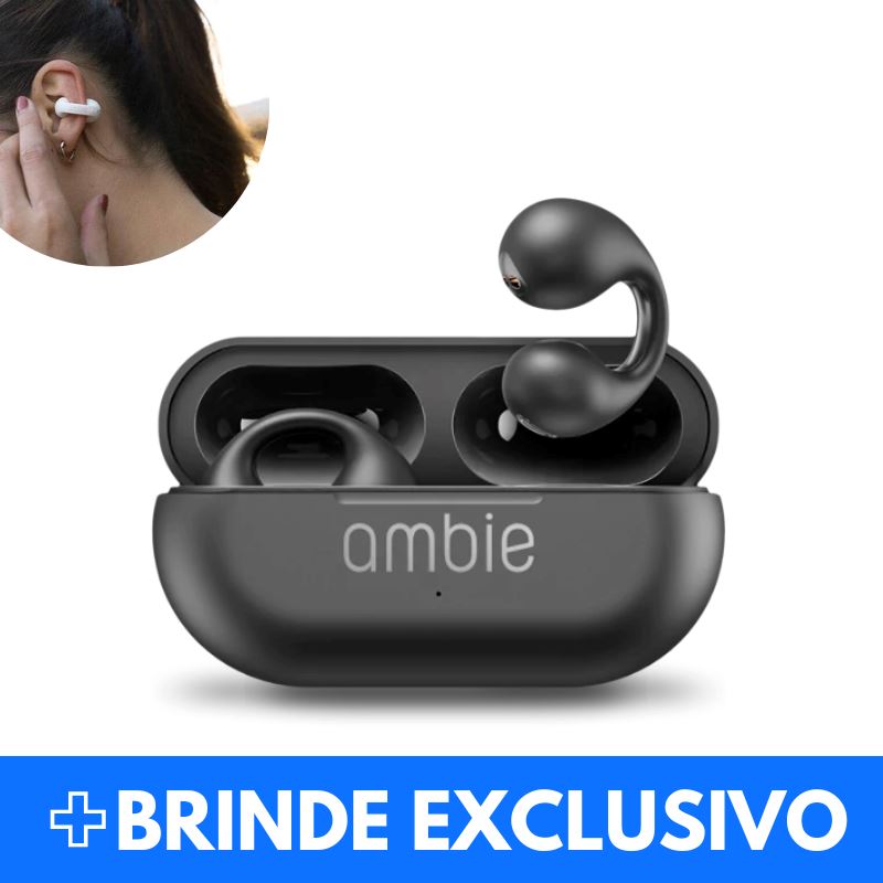 Fone de Ouvido Sem Fio por Condução Óssea - Ambie™ (+CAPINHA)